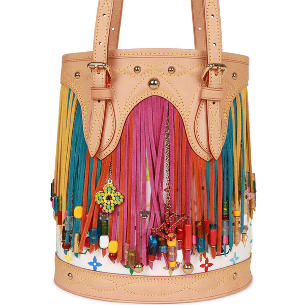 Louis Vuitton Limited Edition Black Monogram Multicolor Fringe Bucket Bag  with at 1stDibs