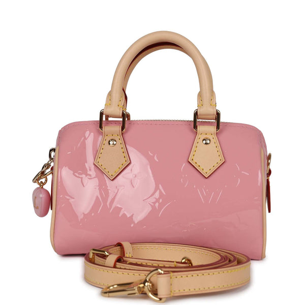 New Louis Vuitton Mochi Pink Monogram Vernis Nano Speedy 2023 Bag