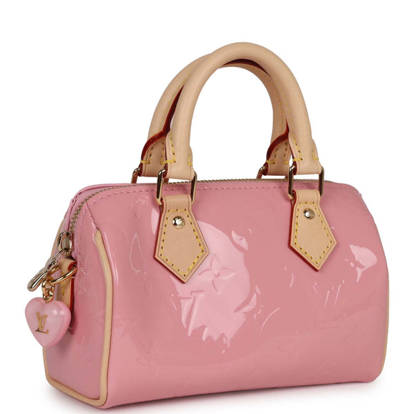 New Louis Vuitton Mochi Pink Monogram Vernis Nano Speedy 2023 Bag