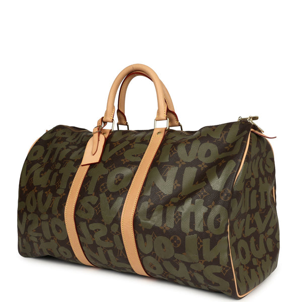 「スービー」Louis Vuitton ダークグリーン ケース Vintage Louis Vuitton x Stephen Sprouse Keepall 50 Khaki Graffiti Gold