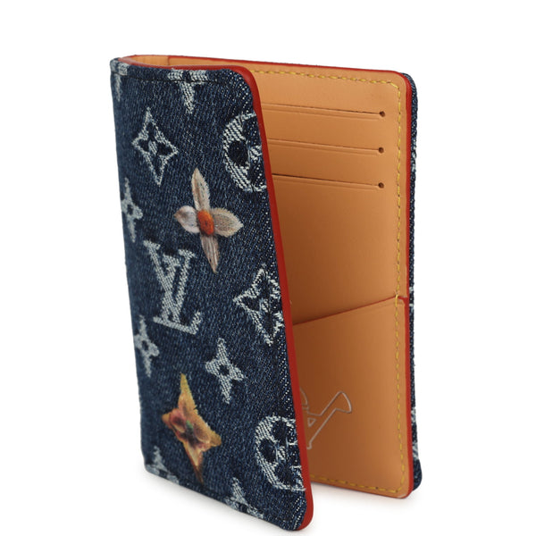 トナカイ☆　 LOUIS VUITTON ネイビー 花柄 ハンカチ 🍀LOUIS VUITTON Denim Sarah Wallet Flower Monogram New Release