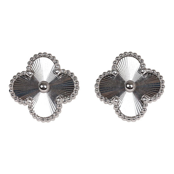 Van Cleef & Arpels Vintage Alhambra Motif Earrings 18K White Gold