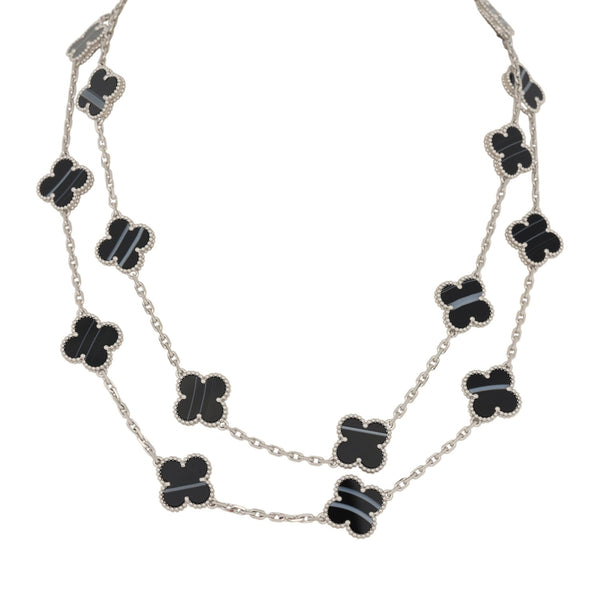 Van Cleef & Arpels Vintage Alhambra 20 Motif Long Necklace Veined Onyx
