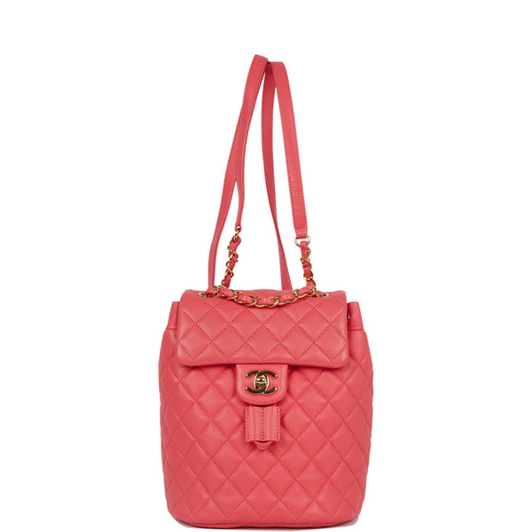 Pre-owned Chanel Mini Urban Spirit Backpack Rose Lambskin Gold Hardwar
