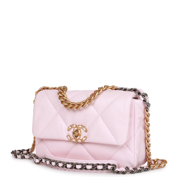 Pink Quilted Lambskin Chanel 19 Flap Bag Medium Q6B1T31IP7000