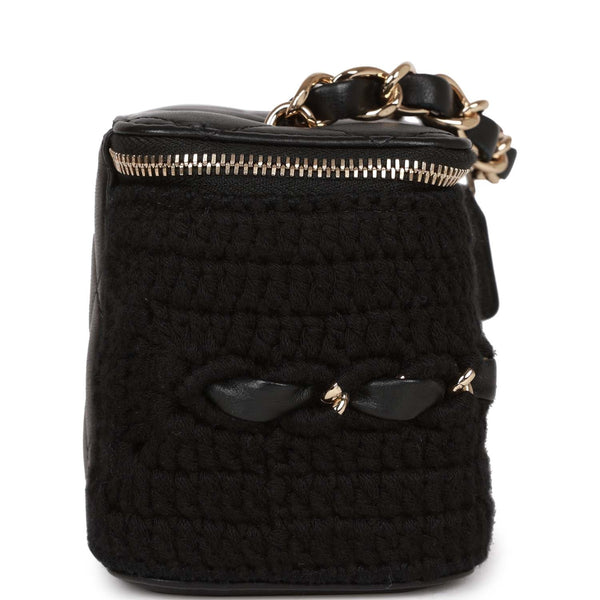 Chanel Small Vanity Case Black Crochet and Lambskin Light Gold Hardwar –  Madison Avenue Couture