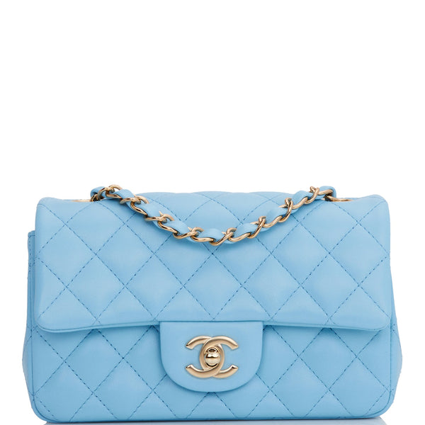 CHANEL Lambskin Quilted Mini Rectangular Flap Royal Blue 422667