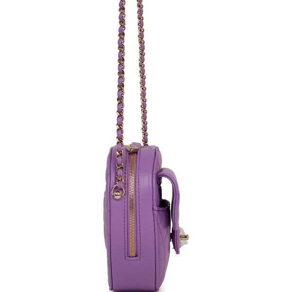 Chanel Heart Clutch With Chain 22S Purple Lambskin in Lambskin