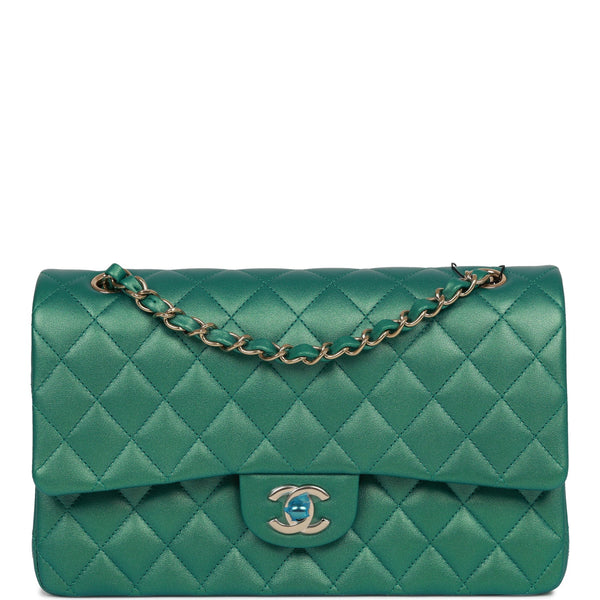 Chanel 22A Rare Blue Quilted Satin Mini Classic Flap