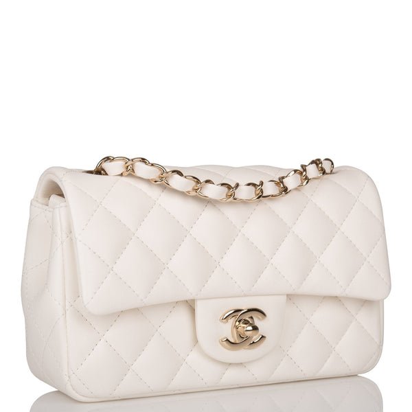 White Quilted Lambskin Mini Square Flap Bag Silver Hardware, 2005-06, Handbags & Accessories, 2022