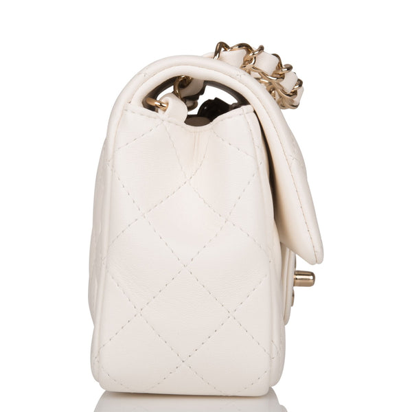 Chanel White Quilted Lambskin Mini CC “In Love” Heart Bag Gold