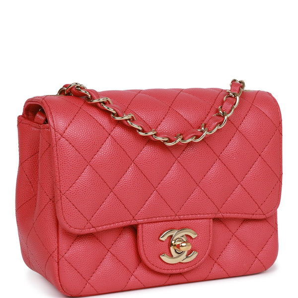 Mini Fashionable Pink Flap Square Bag With Adjustable Shoulder