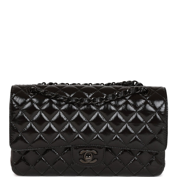 Buy Exclusive Chanel So Black Shiny Crumpled Calfskin Quilted Jumbo Double Flap | Luxury Sale