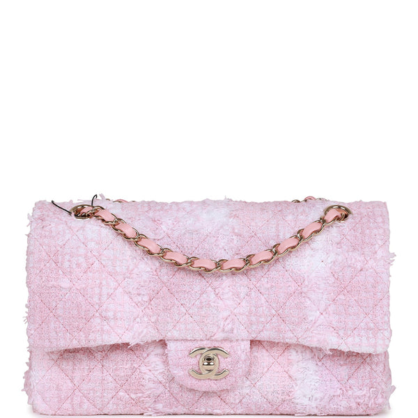 Chanel // 2020 Pink & Grey Tweed Double Flap Shoulder Bag – VSP