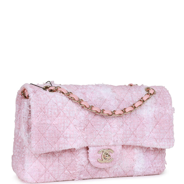 Chanel // 2020 Pink & Grey Tweed Double Flap Shoulder Bag – VSP