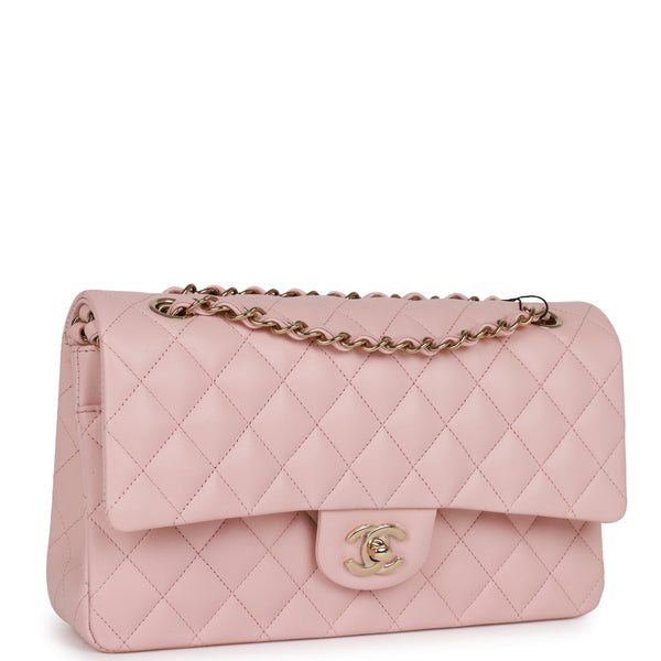 Chanel Classic Double Flap Shoulder Bag in Pink Quilted Lambskin, SHW