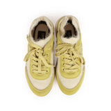 Chanel CC Lowtop Sneakers Off-White Knit and Light Green Suede 35