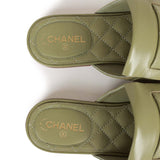 Chanel Lion Head Mules in Sage Green Fringe Leather 35