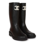 Chanel Black High Caoutchouc CC Boots 38