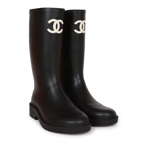 Chanel Black High Caoutchouc CC Boots 38 – Madison Avenue Couture