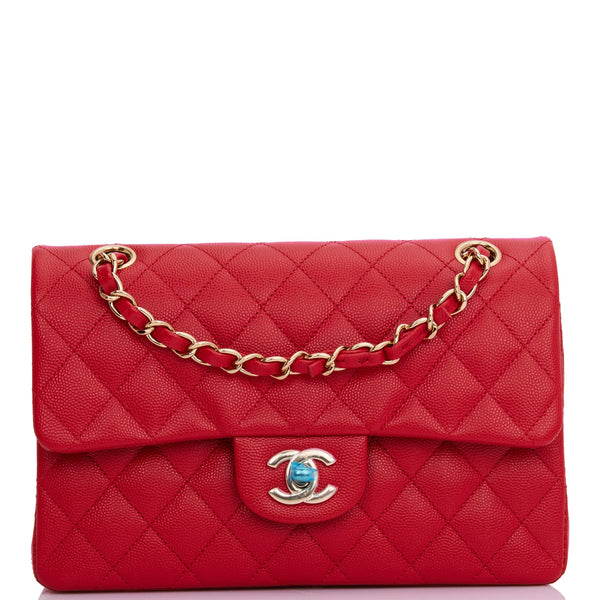 Rare* Chanel Red Small Classic Double Flap Bag In Caviar Leather With –  Bags Of Personality