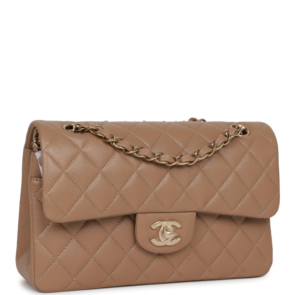 Chanel Classic Small Double Flap, 22A Dark Beige Caviar Leather with Gold  Hardware, New in Box GA001