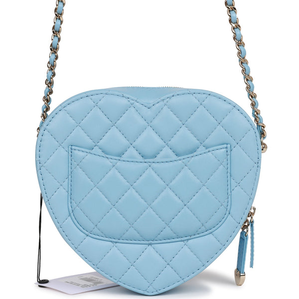 Chanel Heart on chain necklace blue lambskin