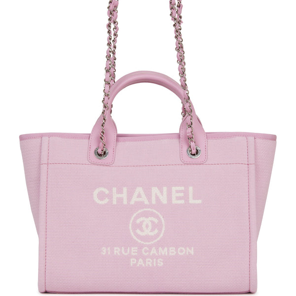 Chanel Small Deauville Shopping Bag Pink Boucle Silver Hardware Pink New or Never Worn Boucle