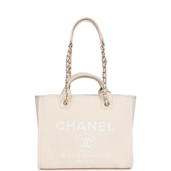 Chanel Small Deauville Shopping Bag Beige Boucle Light Gold Hardware –  Madison Avenue Couture