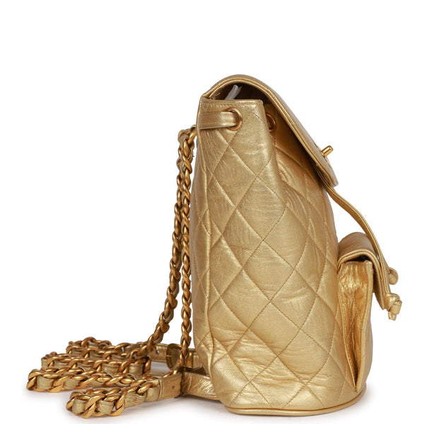 Vintage Chanel Micro Kelly Child Flap Bag Gold Metallic Lambskin Gold –  Madison Avenue Couture