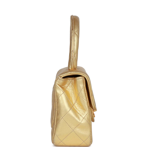 Vintage Chanel Kelly Parent and Child Flap Bag Set Gold Metallic Lambs –  Madison Avenue Couture