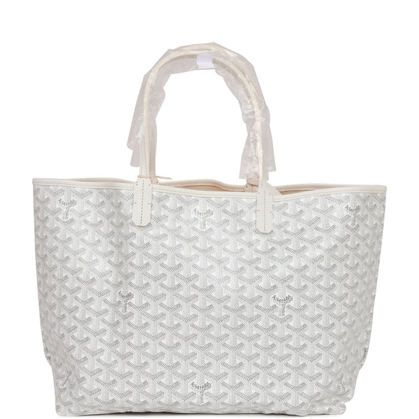 Goyard COLLECTORS White Goyardine Saint Louis PM Tote Bag w/ Stripe and  Crown at 1stDibs