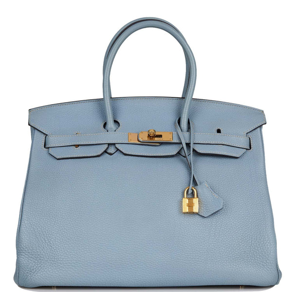 Hermes Birkin 35 Bag Blue Zellige Gold Hardware Togo Leather – Mightychic