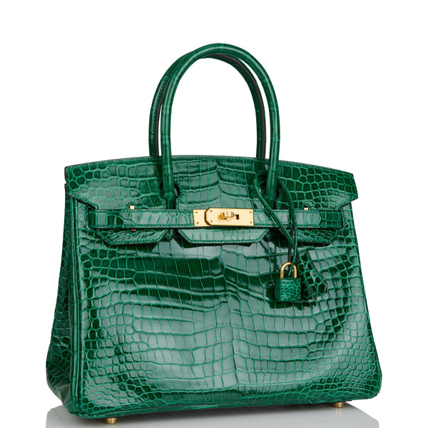 Hermes Limited Edition Birkin 30 Bag Vert Jade Porosus Crocodile with –  Mightychic