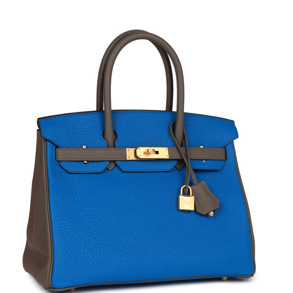 Hermes Birkin 30 Bag Blue Electric Clemence Gold Hardware – Mightychic