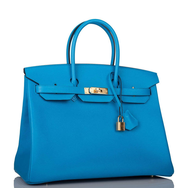 Hermes Birkin Handbag Bleu Indigo Chevre de Coromandel with Gold Hardware  at 1stDibs