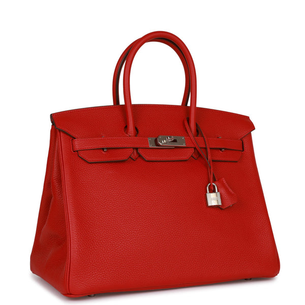 Hermes Birkin Bag 35cm Rouge Casaque Lipstick Red Clemence Gold