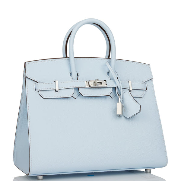 Hermès Kelly 25 Sellier Blue Brume Epsom Palladium Hardware