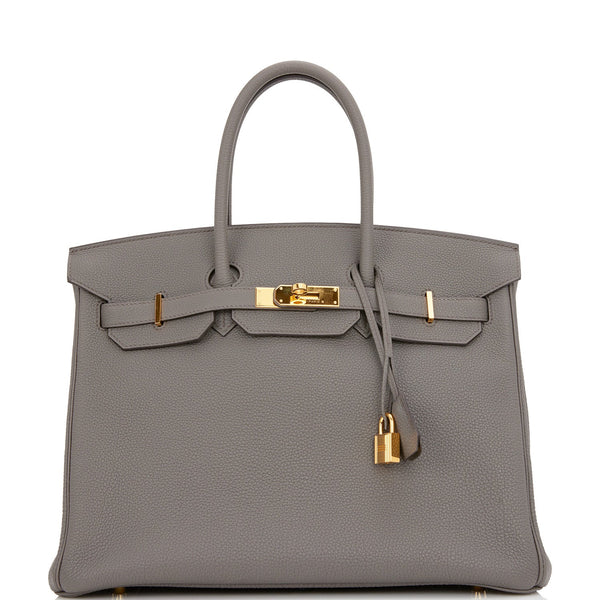 Hermes HSS Craie and Etain Birkin 35 Togo Gold Hardware - Chicjoy