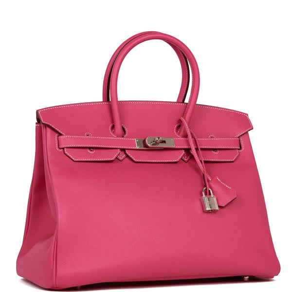 Hermes HSS Tri-Color Rose Tyrien, Rose Confetti, White Epsom Birkin 35cm at  1stDibs