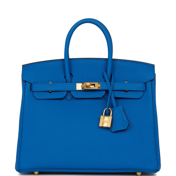 Hermes Birkin 25 Blue Zellige Togo Leather Gold Hardware Handbag Bag