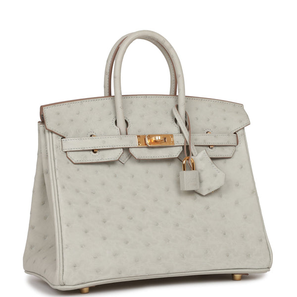 HERMES Ostrich Birkin 25 Gris Perle 1291156