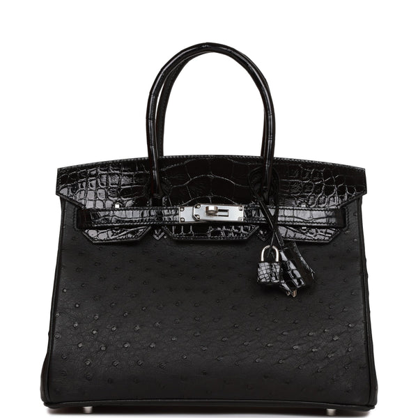 Hermes Birkin HSS 30 Bag Sleek Black Ostrich Palladium Hardware at