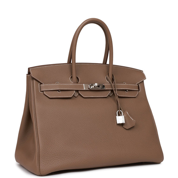Hermes Kelly Handbag Etoupe Chevre De Coromandel With Palladium