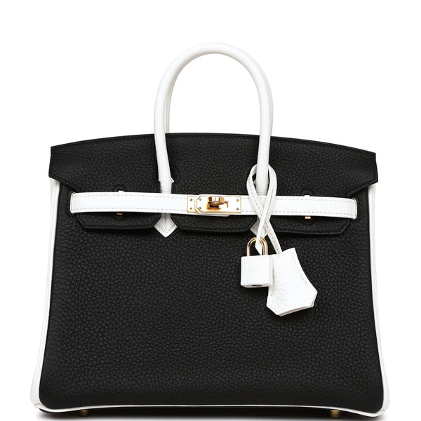 Hermès HSS Birkin 25 Black and White Togo with Palladium Hardware - 20
