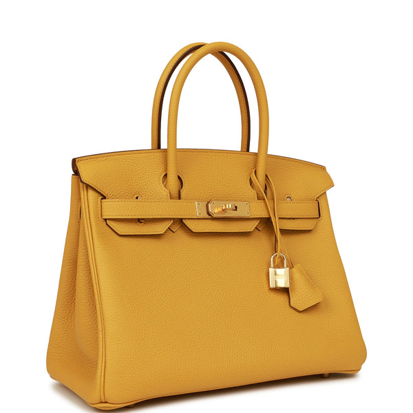 Hermes Birkin 30 Jaune Ambre Yellow Leather Gold Hardware Handbag Bag For  Sale at 1stDibs