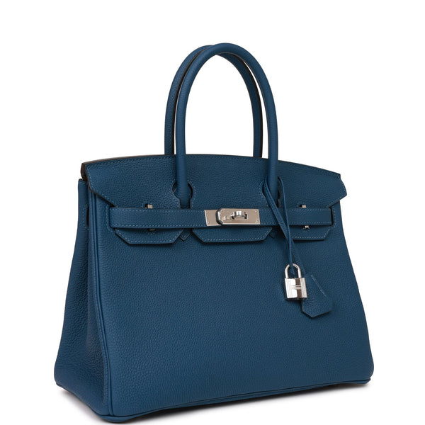 Hermes Birkin bag 30 Deep blue Togo leather Gold hardware