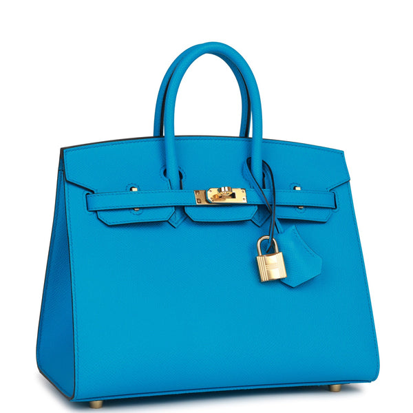 Hermes Birkin bag 25 Blue paon Epsom leather Silver hardware
