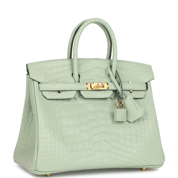 Hermes Birkin 25 Bag Vert D'Eau Matte Alligator Gold Hardware Limited –  Mightychic