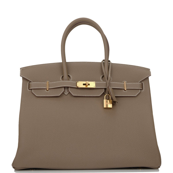 Hermes Birkin 35 Bag Etoupe Gold Hardware Togo Leather Neutral Taupe –  Mightychic